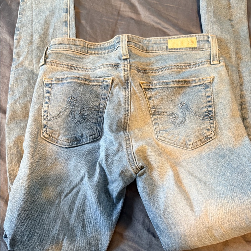 AG Adriano Goldschmied Light Blue Skinny Jeans with Raw Hem - Picture 4 of 4